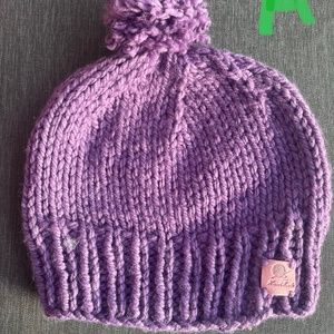Hand Knit Purple Beanie Winter Hat